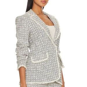 CINQ A SEPT Khloe Fringe Tweed Blazer Size 14